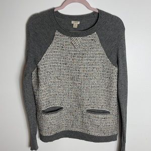 J Crew Tweed Baseball Wool Sweater Size XS